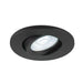 Black recessed ceiling light fixture with adjustable bulb.