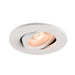 White recessed ceiling light fixture with adjustable spotlight.