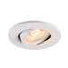 White recessed ceiling light fixture with adjustable spotlight.