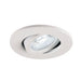 White recessed ceiling light fixture with adjustable bulb.