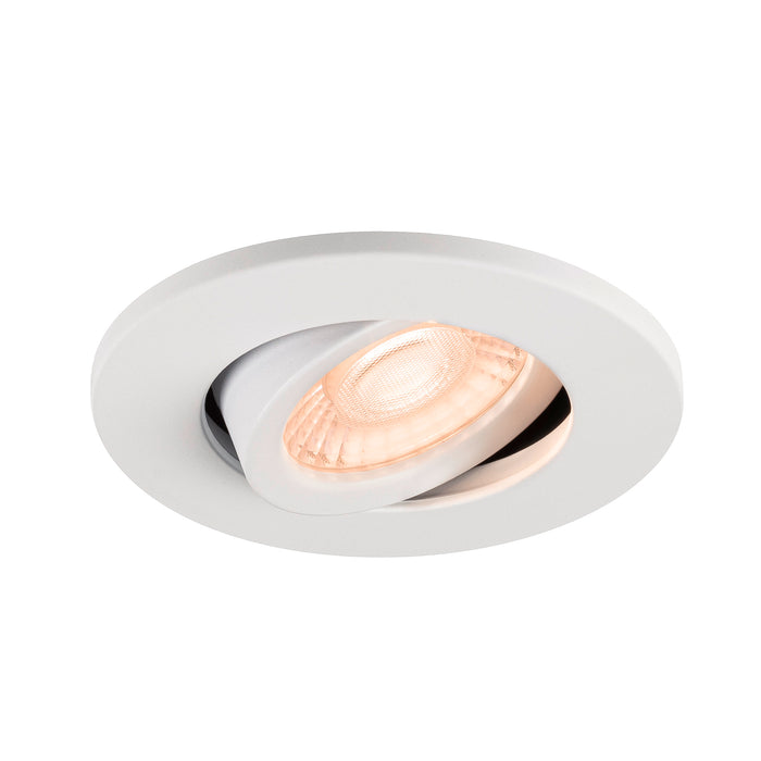 White recessed ceiling light fixture, adjustable angle.