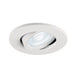 White recessed ceiling light fixture with adjustable bulb.
