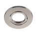 Metal recessed lighting trim, polished nickel finish.