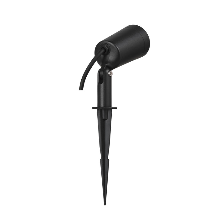 Black plastic spotlight with stake mount.