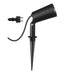 Black metal spotlight with stake mounting.