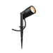 Black metal spotlight with stake mounting.