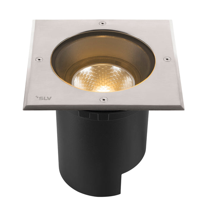 View from the right side product picture of SLV DASAR® L, square cover 24° 3000K incl. DALI driver in stainless steel