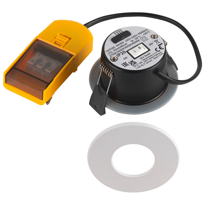 Back view product picture of SLV Aluminium Set consisting of 12x 1007095 UNIVERSAL DOWNLIGHT PHASE IP65 38° and 1007096 UNIVERSAL DOWNLIGHT cover IP65 white