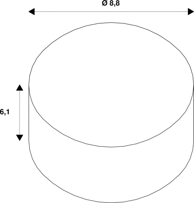 Dimensioned drawing of SLV Aluminium Set consisting of 12x 1007095 UNIVERSAL DOWNLIGHT PHASE IP65 38° and 1007096 UNIVERSAL DOWNLIGHT cover IP65 white