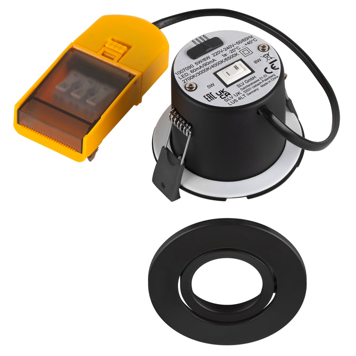 Back view product picture of SLV Aluminium Set consisting of 12x 1007090 UNIVERSAL DOWNLIGHT MOVE PHASE IP20 38° and 1007091 UNIVERSAL DOWNLIGHT cover IP20 black R