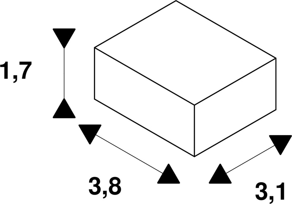 Dimensioned drawing of SLV GU10 fitting for LED light (max. 10W) with quick installation box and strain relief
