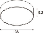 Dimensioned drawing of SLV MEDO® PRO 40, wall- and ceiling-mounted light, round, 3000/4000K, 19W, DALI, Touch, 80°, UGR<19, white