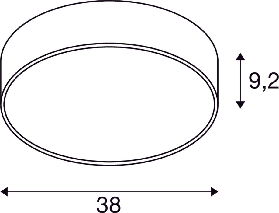 Dimensioned drawing of SLV MEDO® PRO 40, wall- and ceiling-mounted light, round, 3000/4000K, 19W, DALI, Touch, 110°, white