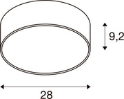 Dimensioned drawing of SLV MEDO® 30, wall- and ceiling-mounted light, round, 2700/3000/4000K, 12W, trailing-edge phase, 110°, white
