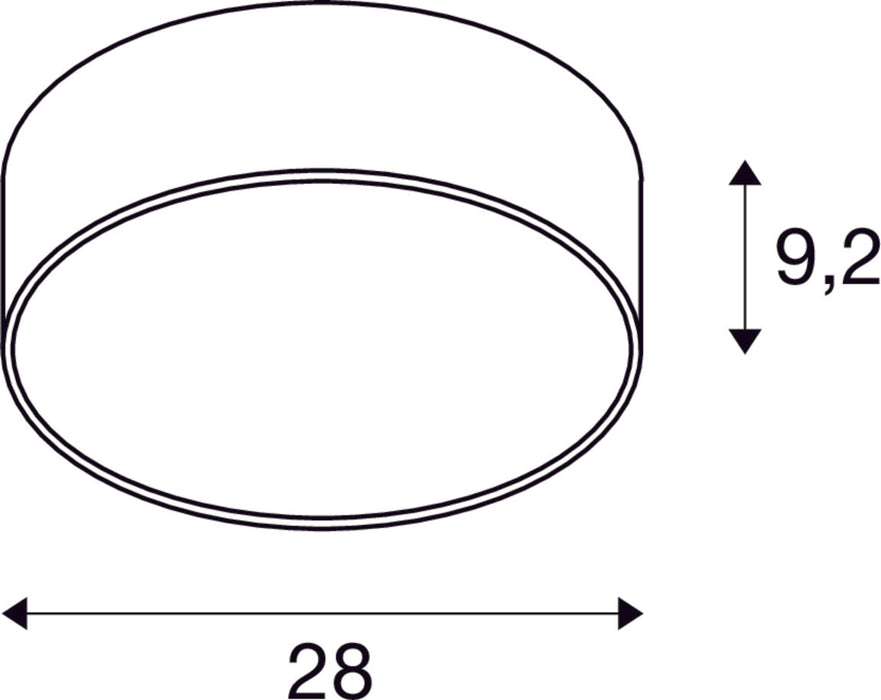 Dimensioned drawing of SLV MEDO® 30, wall- and ceiling-mounted light, round, 2700/3000/4000K, 12W, trailing-edge phase, 110°, grey