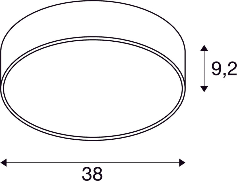 Dimensioned drawing of SLV MEDO® 40, wall- and ceiling-mounted light, round, 2700/3000/4000K, 20W, trailing-edge phase, 110°, black