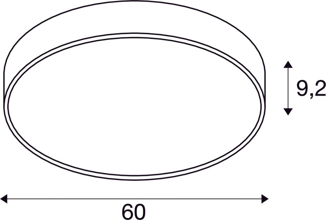 Dimensioned drawing of SLV MEDO® 60, wall- and ceiling-mounted light, round, 2700/3000/4000K, 39W, trailing-edge phase, 110°, white