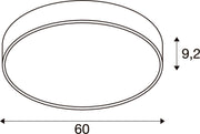Dimensioned drawing of SLV MEDO® 60, wall- and ceiling-mounted light, round, 2700/3000/4000K, 39W, trailing-edge phase, 110°, grey