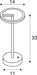 Dimensioned drawing of SLV VINOLINA ONE, table lamp, battery, IP54, 2700K, TOUCH, rust