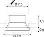 Dimensioned drawing of SLV NEW TRIA® 75, ceiling installation ring, recessed, attachment, D: 8.2 H: 4.9 cm, IP 20, white