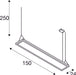 Dimensioned drawing of SLV WORKLIGHT PRO 150, pendant light, 150cm, 4000K, DALI, Touch, white