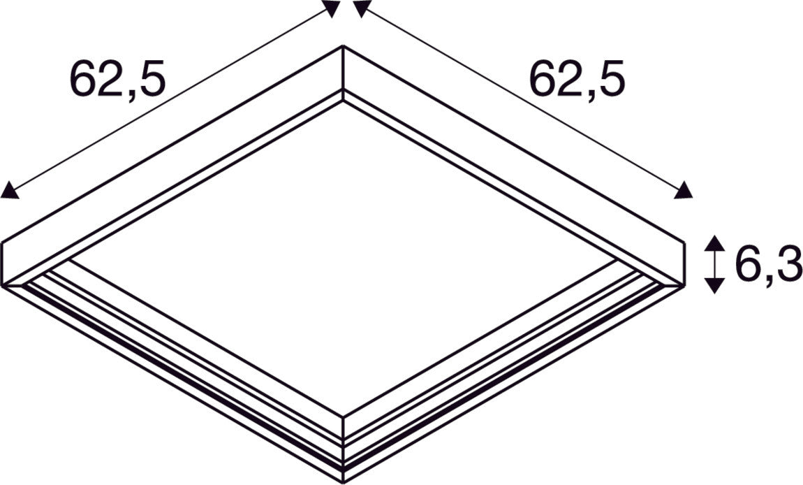 Dimensioned drawing of SLV PANEL 625, assembly mounting frame