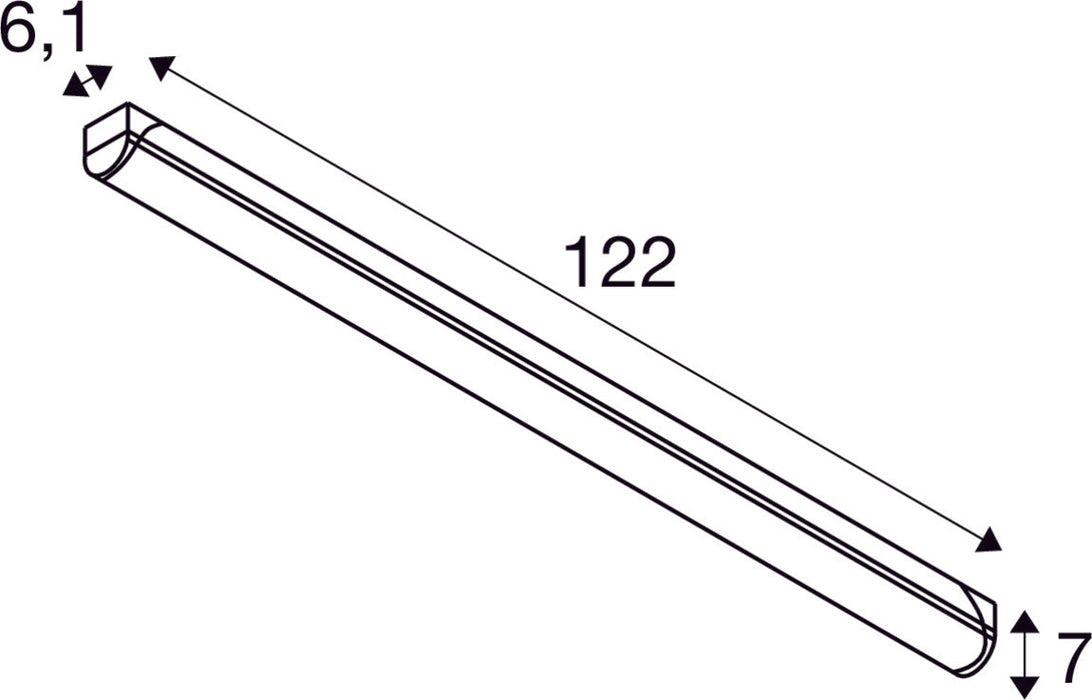 Dimensioned drawing of SLV INDUSTRY BATTEN V 1200, 18/32W 830/840/857