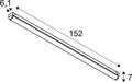 Dimensioned drawing of SLV INDUSTRY BATTEN V 1500, 22/42W 830/840/857