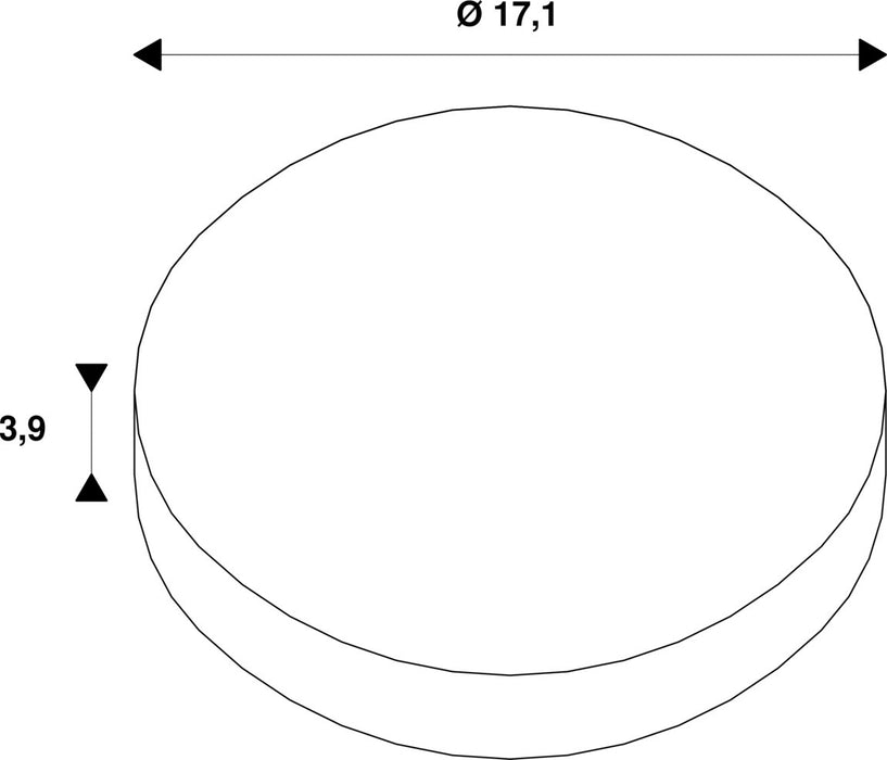 Dimensioned drawing of SLV Aluminium DOWNLIGHT V 200, 15/21W 830/840 IP54