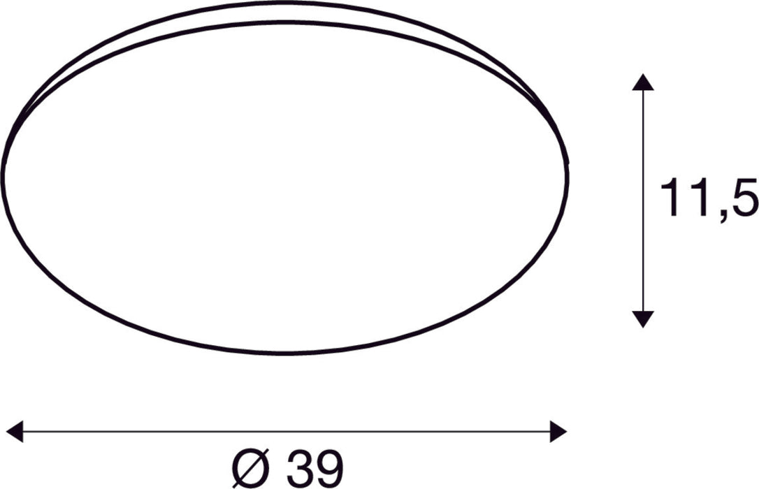 Dimensioned drawing of SLV SURFACE V 390, 10/15/20W 830/840 IP44