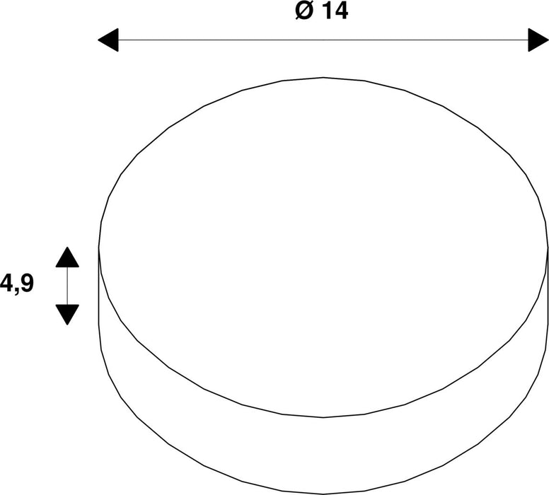 Dimensioned drawing of SLV LALU® TETRA 14, Lampshade, Mix&Match, H:4.9 cm, black
