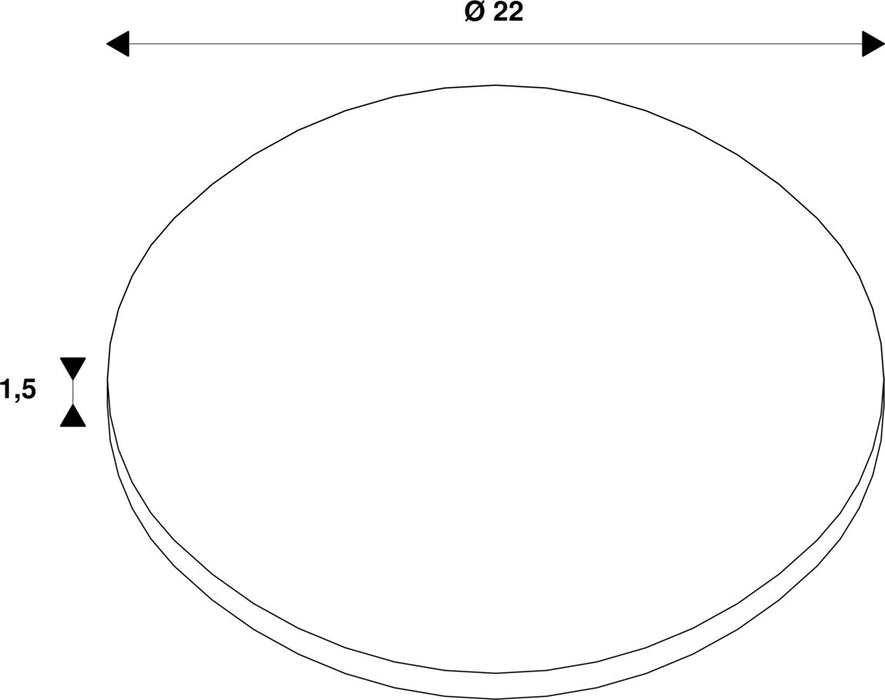 Dimensioned drawing of SLV LALU® PLATE 22, Lampshade, Mix&Match, H:1.5 cm, white