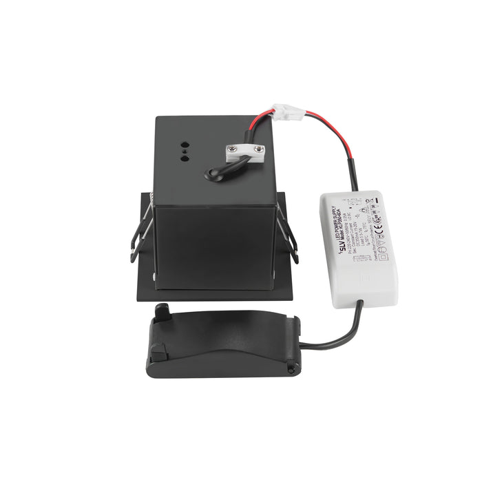 Back view product picture of SLV Aluminium KADUX, recessed ceiling light, single, 3000K, 38°, IP 20, square, black