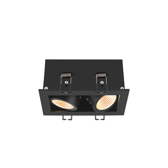 KADUX, recessed ceiling light, double, 3000K, 38°, IP 20, square, black