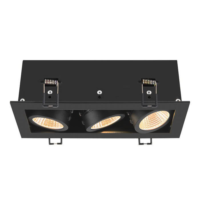 KADUX, recessed ceiling light, triple, 3000K, 38°, IP 20, square, black