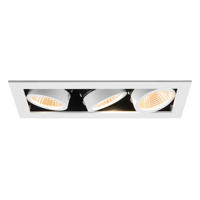 Bottom view product picture of SLV Aluminium KADUX, recessed ceiling light, triple, 3000K, 38°, IP 20, square, white
