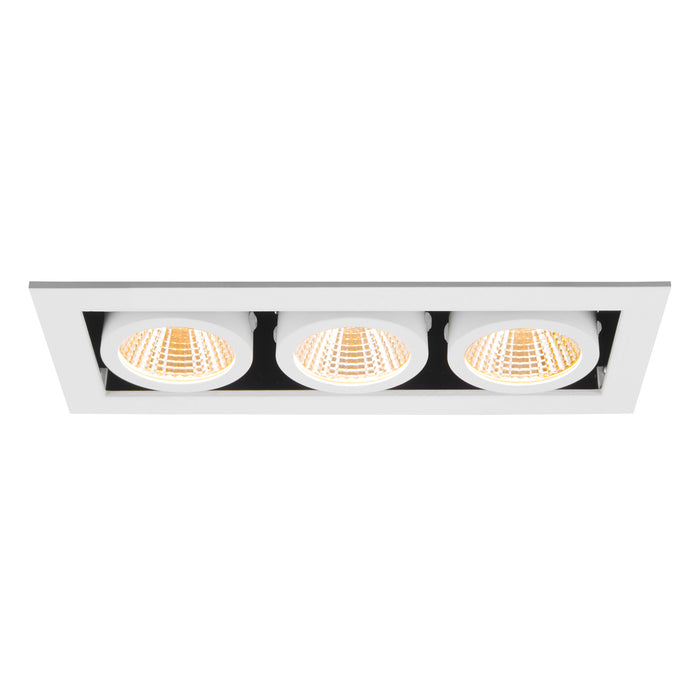 Front view product picture of SLV Aluminium KADUX, recessed ceiling light, triple, 3000K, 38°, IP 20, square, white