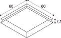 Dimensioned drawing of SLV PANEL 600, recessed mounting frame