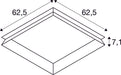 Dimensioned drawing of SLV PANEL 625, recessed mounting frame