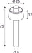 Dimensioned drawing of SLV PHOTONI 75, free-standing lamp, E27, 13W, black
