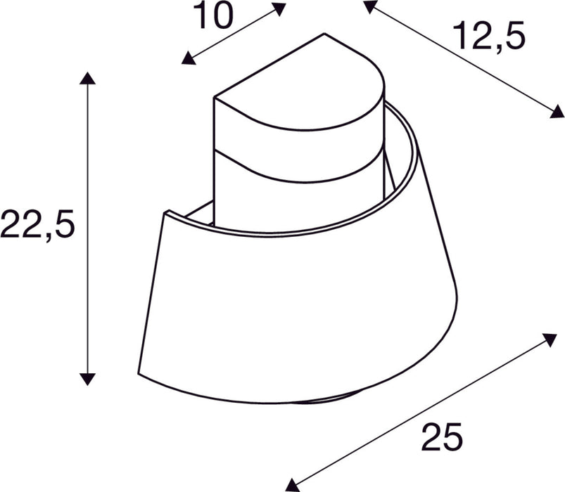 Dimensioned drawing of SLV PHOTONI, wall-mounted light, conical, 1x max. 13W, E27, black