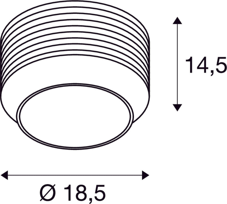 Dimensioned drawing of SLV PANTILO ROPE 19, wall and ceiling-mounted light, cylindrical, 1x max. 15W E27, silver