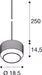 Dimensioned drawing of SLV PANTILO ROPE 19, pendant light, 250cm, E27, 15W, silver