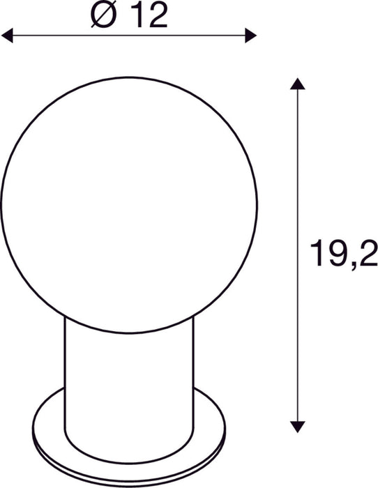 Dimensioned drawing of SLV VARYT, table lamp, E14, IP20, chrome