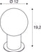 Dimensioned drawing of SLV VARYT, table lamp, E14, IP20, chrome