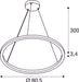 Dimensioned drawing of SLV ONE CUBE, pendant light, 300cm, 3000K, DALI 2, Touch, white