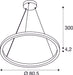 Dimensioned drawing of SLV ONE CUBE UP/DOWN, pendant light, 300cm, 3000K, DALI 2, Touch, white