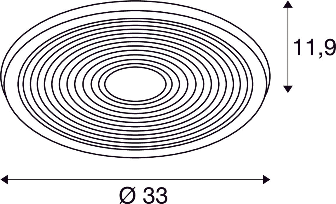 Dimensioned drawing of SLV HIGHBAY V 330, 100/120/170/200W 840 90°