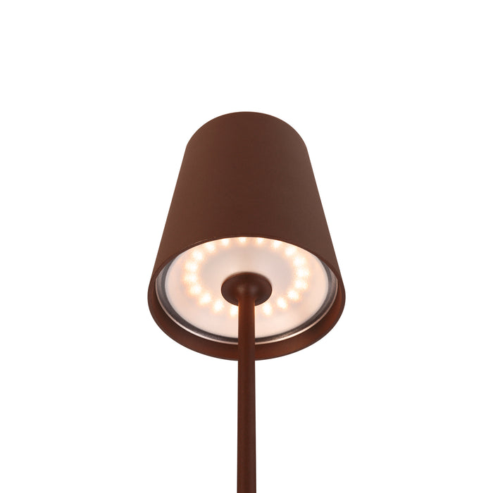 Sloping product picture of SLV VINOLINA TWO, table lamp, battery-powered, IP65, 2200/2700/3000K, TOUCH, rust