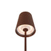 Sloping product picture of SLV VINOLINA TWO, table lamp, battery-powered, IP65, 2200/2700/3000K, TOUCH, rust